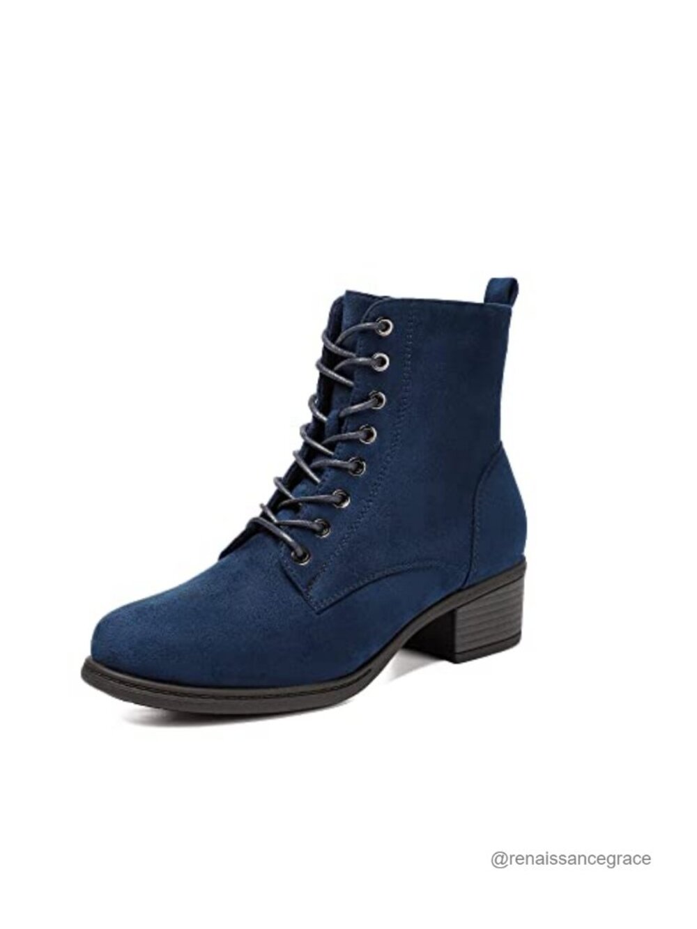 Women's Ankle Boots Low Heels Chunky Lace-up Combat Bootie